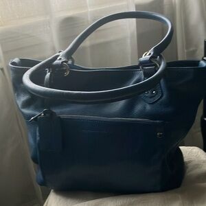 TIGNANELLO Double Handle Pebbled Leather Satchel Shoulder Bag Purse